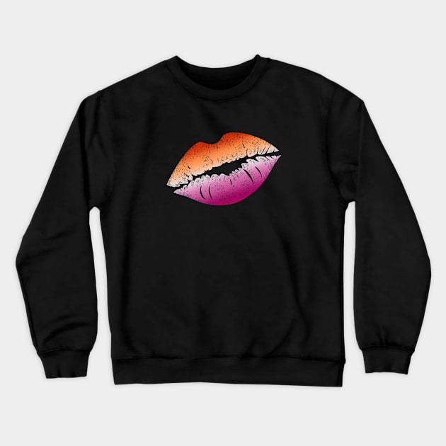 Lesbian Pride Flag Kissing Lips Crewneck Sweatshirt by GJ Design 